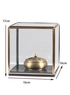 新中式大a理石底座玻璃罩创意软装饰品样板房家居书房客厅玄关摆