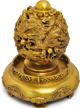 黄铜扭转乾坤九转乾坤鼎r摆件九龙戏珠风水家居客厅店铺招财工艺