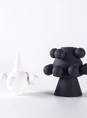 北欧几何创意陶瓷摆件现代拼色z极简样板房售楼处客厅书房软装饰