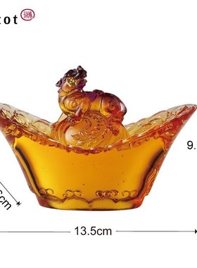 tittot琉园琉璃招财貔貅元宝摆件工艺品办公L室装饰有钱有衔开