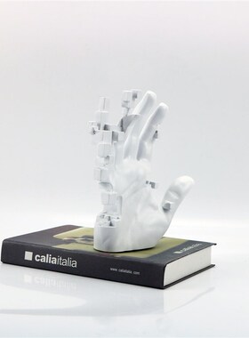 现代简约树脂白色手掌摆件v样板房抽象雕塑展厅电视柜高级感装饰