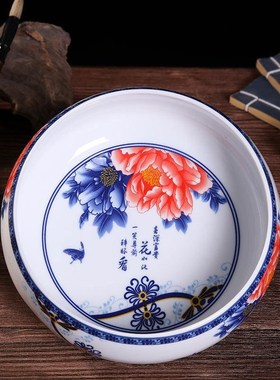 Atpeudn大号陶瓷烟灰缸茶洗家用笔洗景德镇青花陶瓷器茶具配件洗