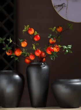 简约小清新花瓶家居装饰摆设欧式客厅黑色陶瓷R鲜花容器装饰品摆