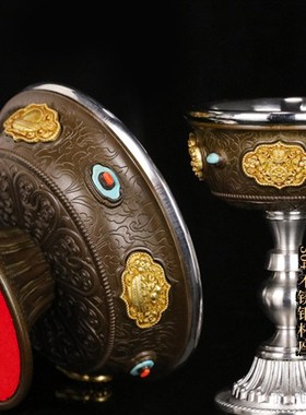 慧宝新升a级做旧黄铜护法杯B款304不锈钢内胆杯加铜双层供杯供碗