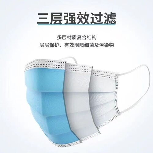 加厚一次性口罩含熔喷布多层防尘防飞沫舒适透气口罩成人男女 - 图0
