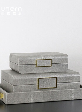 新中式样板房装饰盒衣帽间首饰盒小木块收纳储物盒子W软装酒柜摆