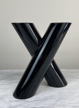 现代简约欧式轻i奢几何金属银色X形花器花插摆件样板房售楼处饰品