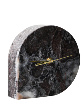 大理石小座钟迷你创意时钟v表圆形座钟客厅茶几书房桌面摆件装饰