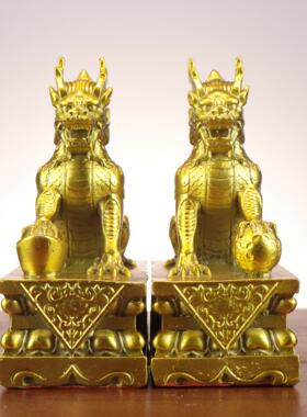 爆款铜送宝麒麟采宝麒麟一对家居书房客厅装饰铜摆件铜麒麟