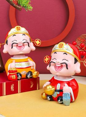 爆款特大好运财神中国风摆件隔断柜玄关家居客厅创意轻奢财神爷装