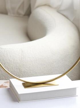 爆款意式极简金属几何半圆金属摆件别墅设计师创意样板房艺术软装