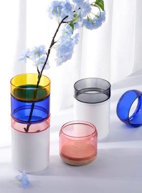 RESONG日诵家居 趣味撞色花瓶 软装摆场玻璃插花彩色花器家居饰品