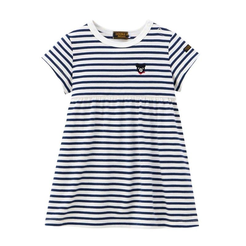 日单儿童夏季女童纯棉条纹短袖连衣裙宝宝卡通宽松T恤裙子上衣潮,淘宝优惠券,粉丝福利购,淘宝优惠卷