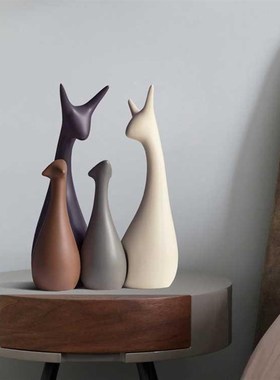 家居客厅陶瓷电视创柜o意简约现代轻奢酒柜装饰品摆件北欧鹿工艺