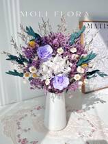 Yongsheng Rose Eugalie Dried Flowers Bouquet Family Residence Decoration Genuine Flower Embroidered Ball Full of Star Crystal Grass Tabletop Pendulum