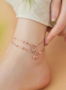 宫铃铃铛脚链女2025新款潮轻奢