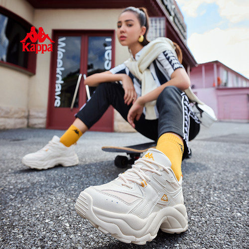 Kappa卡帕厚底运动鞋女2025新款休闲春季跑步老爹鞋女款增高鞋子 - 图3