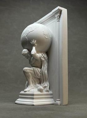 大力神举地球人物雕塑石膏像扩香石书架书靠艺术桌面酒柜装饰摆饰