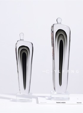 一 现代抽象透明l黑色小人艺术摆件 样板间售楼中心会所客厅饰品