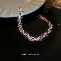 Good cargo method Inlaid Drilling Zircon Wave Bracelet Advanced Sensation Light Lavish Fashion Hand Ring Rose Gold Sweet 100 Touch Temperament