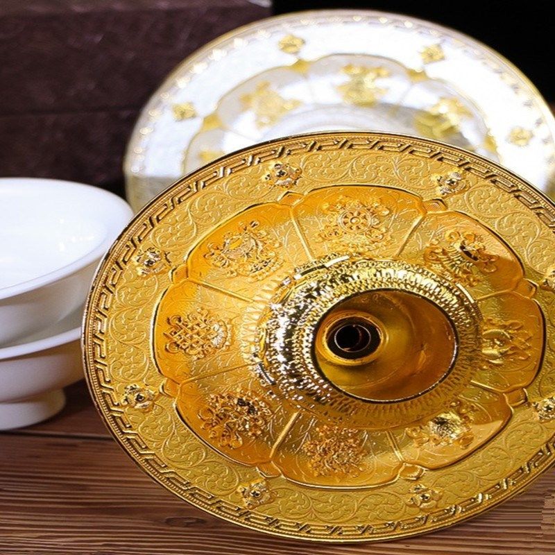 藏式合金高脚供盘贡奉用水果供z斋果盘八吉祥白瓷碗圣水杯糕点摆,淘宝优惠券,粉丝福利购,淘宝优惠卷