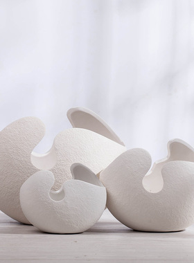 木目iwood 北欧风陶瓷t花创意ins风白色蛋壳插花工艺品装饰摆件
