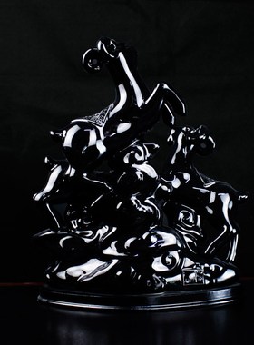 福建德化黑色陶瓷器三羊开泰摆件三阳G开泰工艺品装饰品酒柜电视