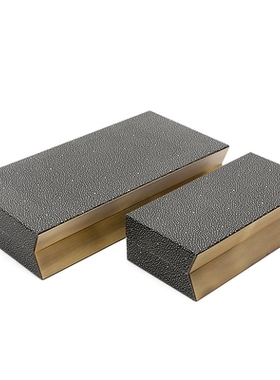 新中式轻奢d首饰盒饰品盒金属边摆件古典样板房创意软装饰品收纳