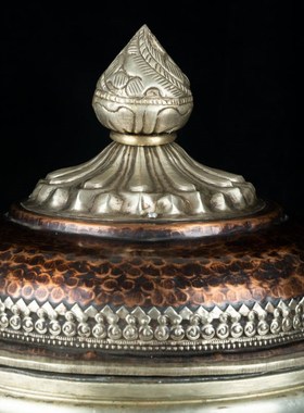 藏式复古收纳盒j储物盒糌粑盒糖果盒法事米盒纯铜客厅装饰摆件