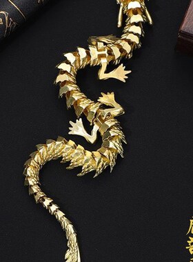 龙摆件招财工艺品纯黄铜手把件客厅办公室书柜桌T面玄关装饰品中