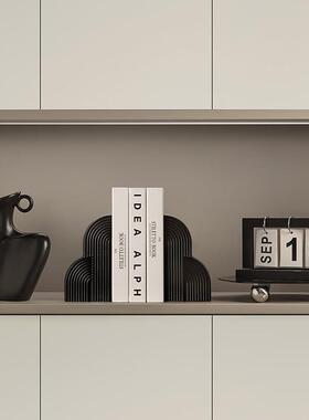 现代简约黑白创意书档摆件家居饰品客厅电视柜书房酒柜高级感装饰