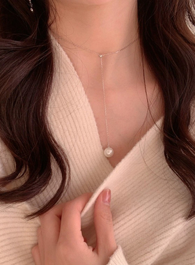 轻奢小众珍珠项链925纯银吊坠