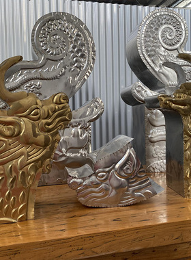 古建筑仿古金属吻兽 走兽子母吻翘脚合角吻建筑屋面铝合金砖瓦