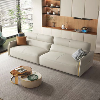 Zhuozheng Italian light Luxury cat scratching sofa ຫນັງ sofa ທີ່ທັນສະໄຫມຫ້ອງດໍາລົງຊີວິດແບບງ່າຍດາຍອາພາດເມັນຂະຫນາດນ້ອຍແຖວຊື່, ຊັ້ນສູງຫນັງສິລະປະ minimalist