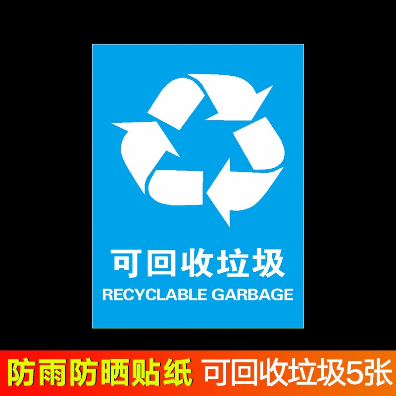 极速垃圾分类标i识牌可回收不可回收垃圾桶分类贴纸有害易腐厨余 - 图0