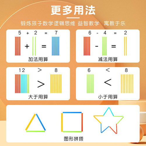 得力儿童数学小棒计数器小学生一二年级加减法数数棒算数教具神器 - 图1