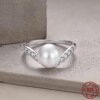 Original elegant natural pearl ring s925 sterling silver platinum plated fashionable temperament hand jewelry for women