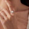 Original elegant natural pearl ring s925 sterling silver platinum plated fashionable temperament hand jewelry for women