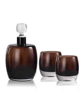 现代轻奢客厅餐厅洽谈区桌面玻璃花器酒具雪茄样板间组合装饰摆件