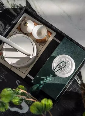 现代新中式样板间客厅桌面茶壶托盘装饰摆件售楼处休闲区茶几软装