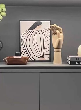 简约现代样板房玄关软装摆件家居饰品仿真花挂画托盘组合ZH3680