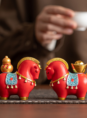 国潮摆件伴手礼生肖马招财手办