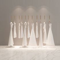 Clothing Store Stainless Steel Wire Drawing Wedding Hanger Womens Clothing Store Shelf Display Hanger Upper Wall Hanger Rod Suspension Rings