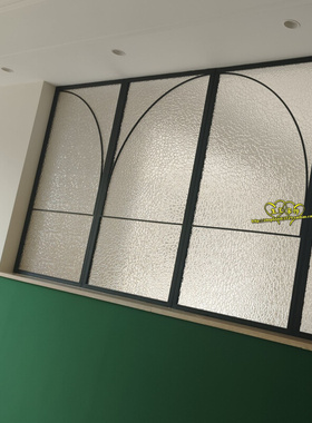 新款欧式简约厨房采光新款黑色铁艺隔断屏风艺术玻璃假窗户框定制