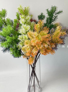 仿真雾凇 香草 蓬莱松婚庆植物塑料绿植装饰打底插花人造花假花