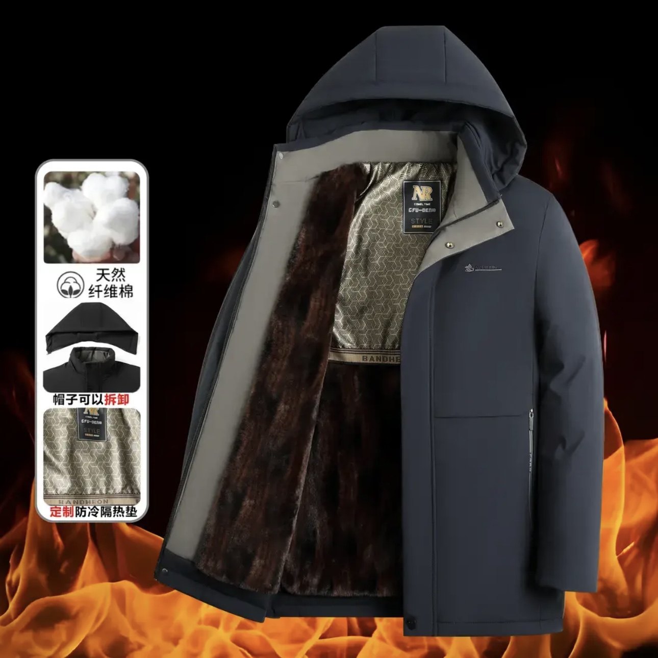 2025新款金貂绒派克服男士加厚棉服外套冬季中老年爸爸装御寒棉衣,淘宝优惠券,粉丝福利购,淘宝优惠卷