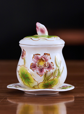 新品佛堂用品供佛水杯财神水杯陶瓷无字I莲花净水杯圣水杯供水杯