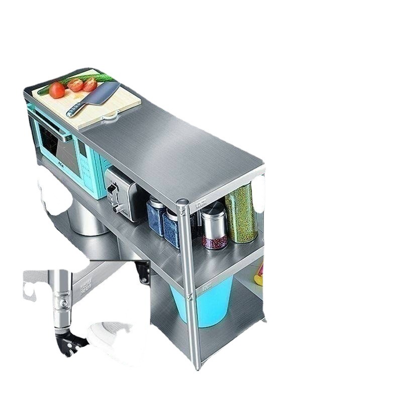 极速加厚带轮不锈钢厨房置物架微波炉架移动落地多层X储物收纳多 - 图3