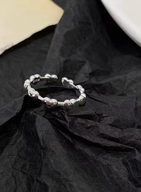 极速新款2023小众o设计感简约百搭纯银爱心细圈戒指ins时尚个性食