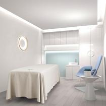 At ease with orange beauty salon bed net red minimalist style one-piece arched bottom edge bed white sheet pure color